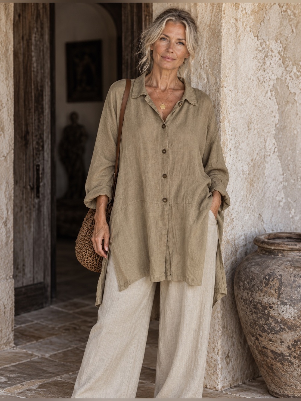 100% Linen Maiwa Tunic | Artisan | Lagenlook | Made in Vancouver